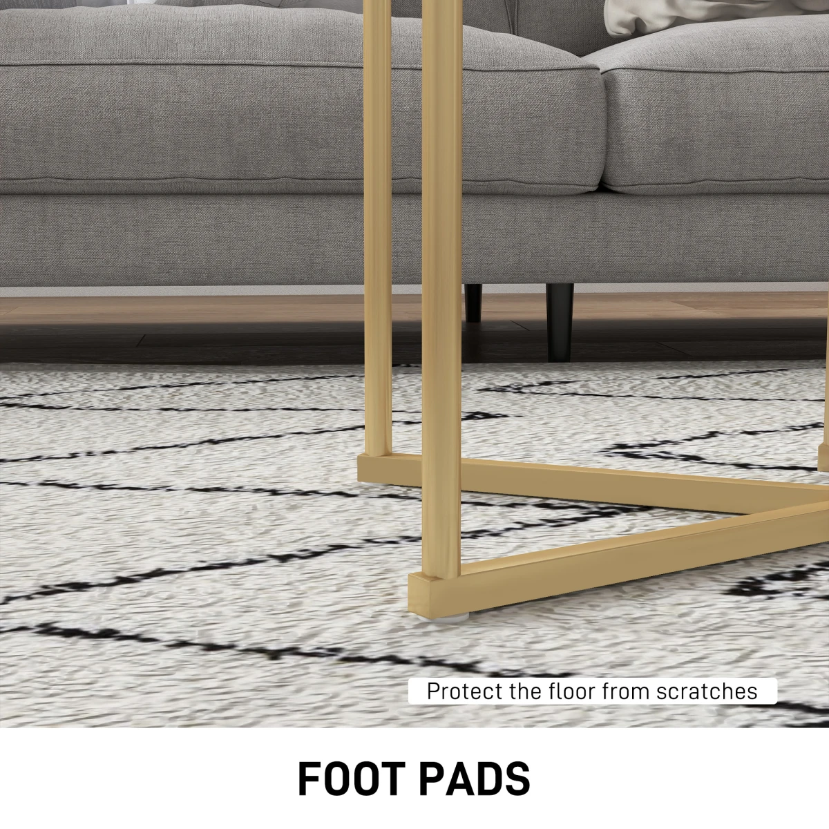 HOMCOM HOMCOM Nesting Coffee Tables Set of 2 With Marble Look Tops and Gold Frames for Modern Living Room - Coffee Table