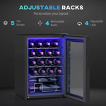 HOMCOM Freestanding Wine Cooler Fridge with Glass Door, 20 Bottle, LED Light - Wine Rack