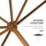 Outsunny 3m Bamboo Wooden Market Patio Umbrella Garden Parasol Outdoor Sunshade Canopy - Parasol