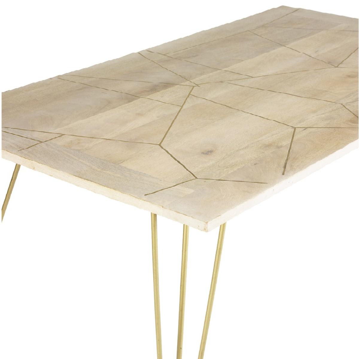 Premium Dining Table Light Gold Metal Inlay Angled Legs - Indian Hub - Home Symphony