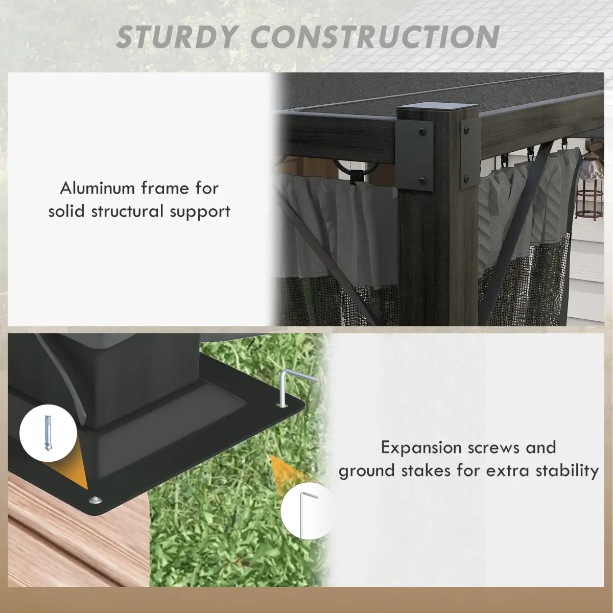 Outsunny Outsunny 3 x 4m Pergola with Retractable Roof and Netting, Dark Grey - Gazebos