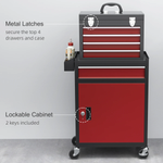 HOMCOM Tool Cabinet On Wheels Five Drawer Roller Cabinet With Lockable Door For Garage by HOMCOM