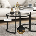 HOMCOM HOMCOM Glass Coffee Table Set of 2, Round Nest of Tables for Living Room - Coffee Table