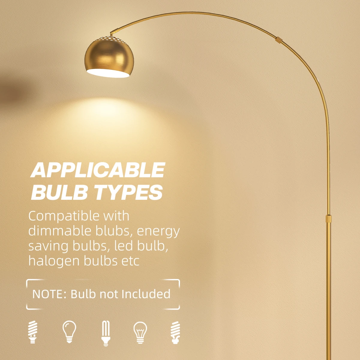 HOMCOM Arc Floor Lamp 60 Inches Flexible Design for Living Room by HOMCOM