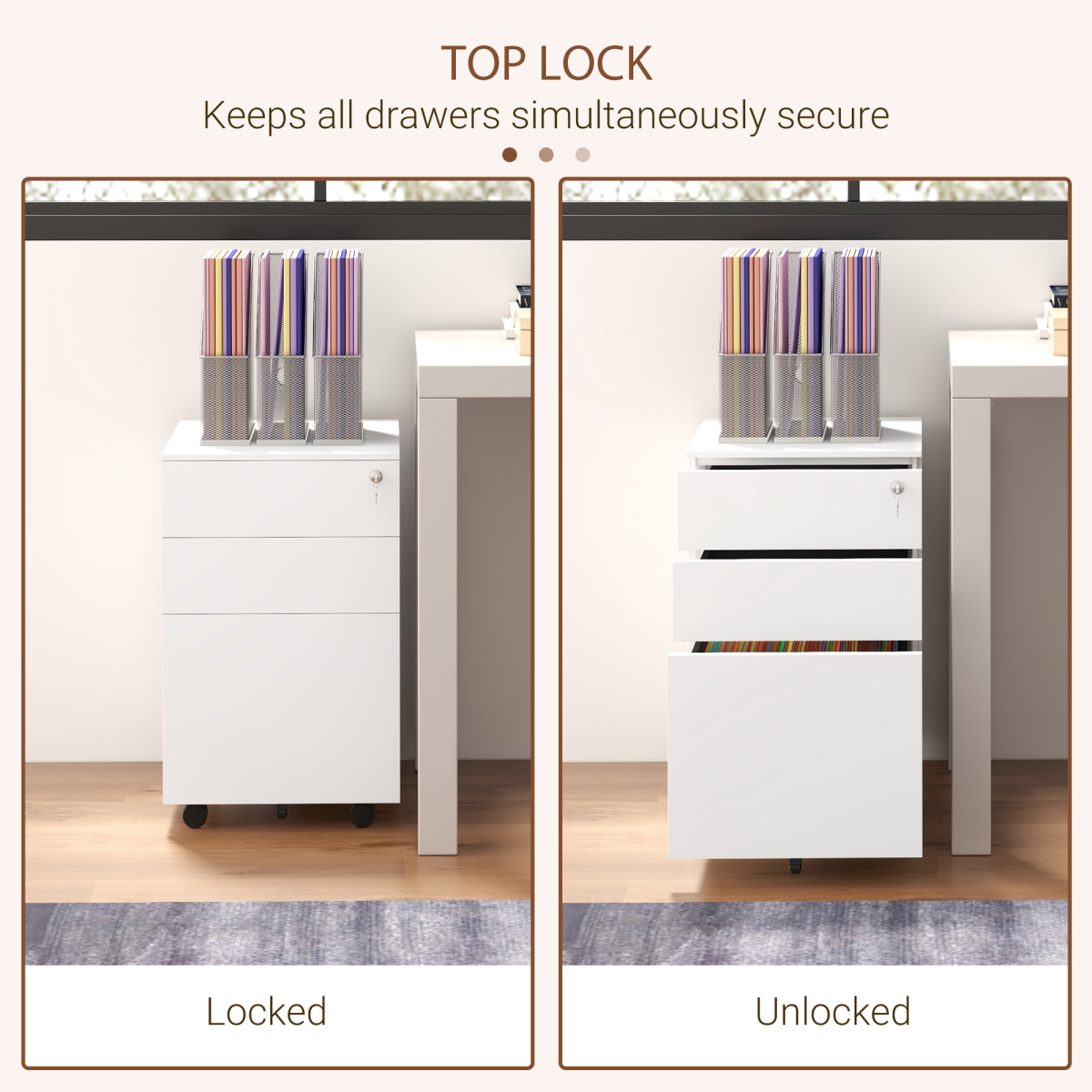 Vinsetto Steel File Cabinet Lock Bar Office