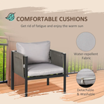 Outsunny Outsunny 4 Piece Garden Sofa Set w/ Tempered Glass Coffee Table Padded Cushions - Garden Set