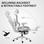 HOMCOM Ergonomic Office Chair Height Adjustable 3D Armrests 135 Degree Recline Mesh Back For Home Office - HOMCOM - Home Symphony