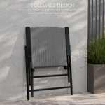 Outsunny Outsunny 2pcs Rattan Chair Foldable Garden Furniture w/ Armrest Grey - Folding Chairs