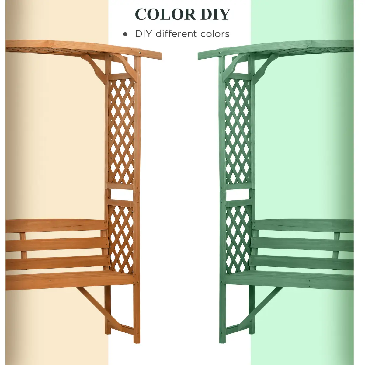 Outsunny Patio Garden Bench, Arch Pergola with Natural Wooden Garden Arbour with Seat - Gazebos