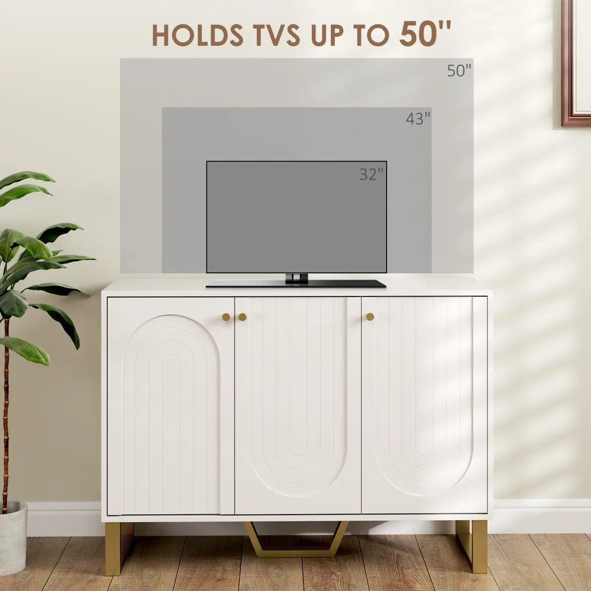 HOMCOM HOMCOM Sideboard with Adjustable Shelves & Doors for Living Room, White - Sideboard