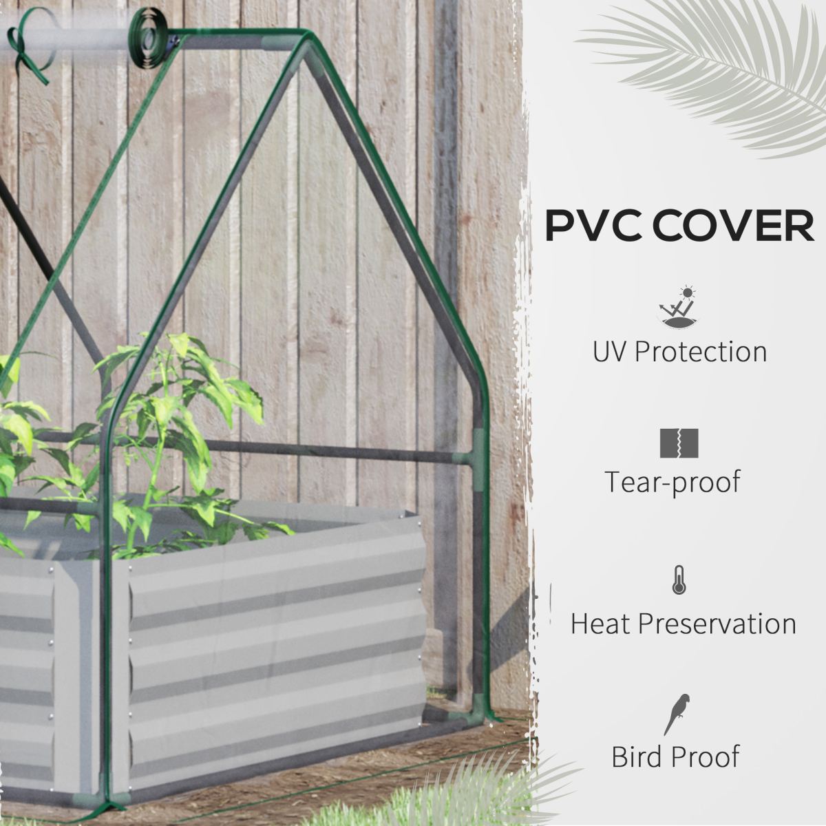 Premium Steel Raised Garden Box Dual Use Greenhouse Kit by Home Symphony with raised bed and greenhouse frame.