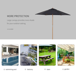 Outsunny 2.5m Wood Garden Parasol Sun Shade Patio Outdoor Wooden Umbrella - Parasol