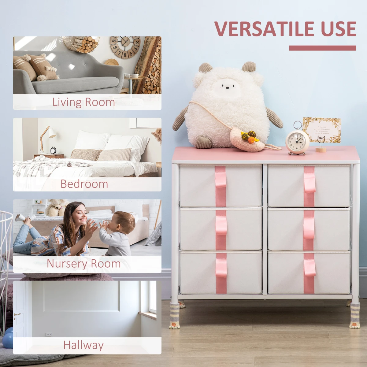 Premium Chest Six Drawer Fabric Drawers Nursery by Unbranded