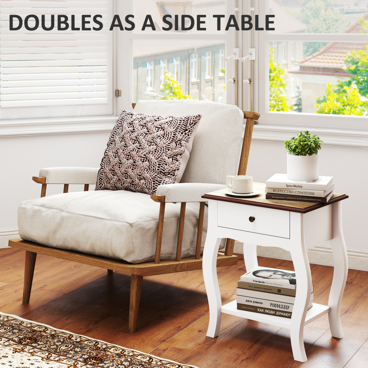 HOMCOM Bedside Tables 2 Pack Compact White Wood Top Drawer And Shelf Bedroom Storage - HOMCOM - Home Symphony