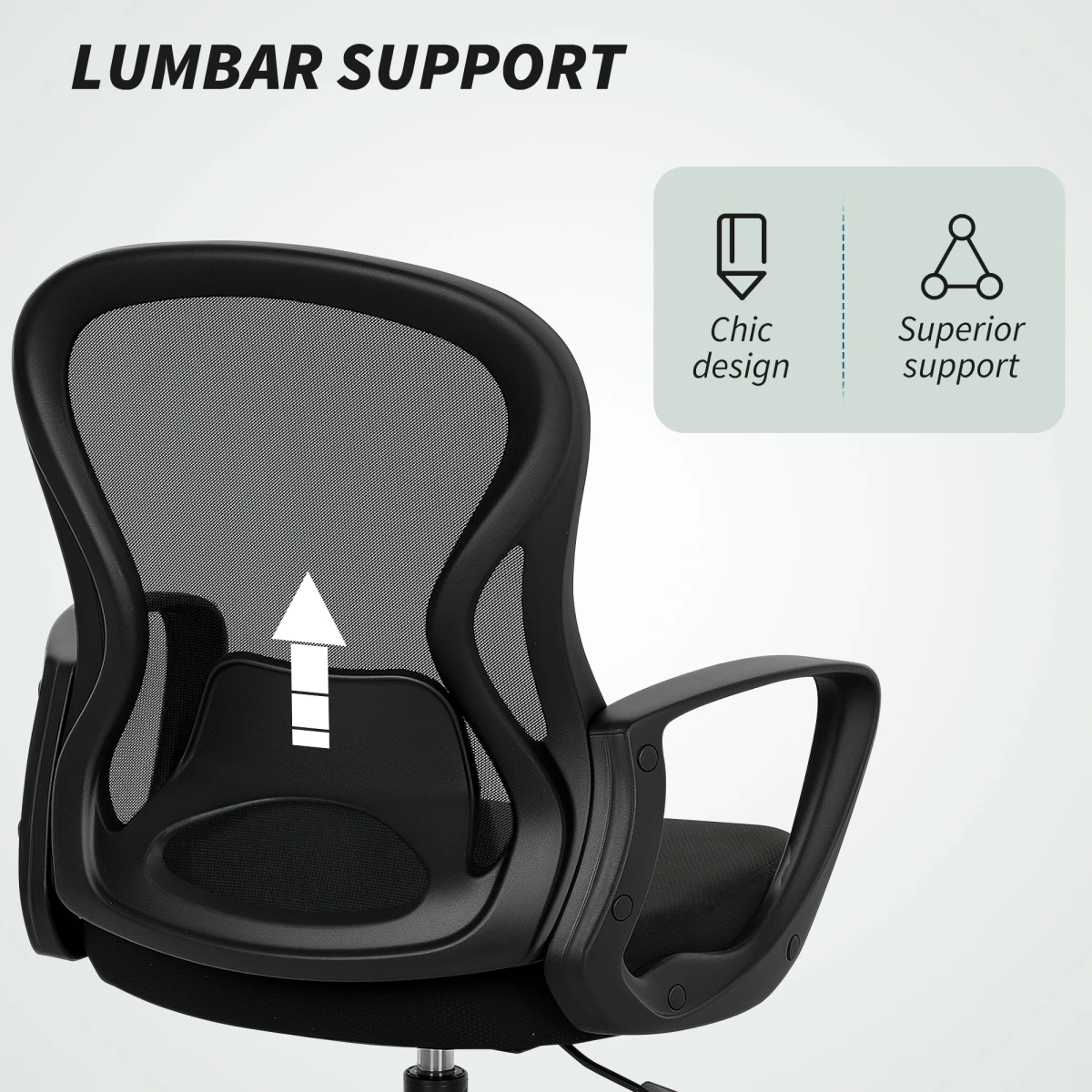 Vinsetto Mesh Office Chair Adjustable Height With Lumbar Support For Home Office Use by Vinsetto