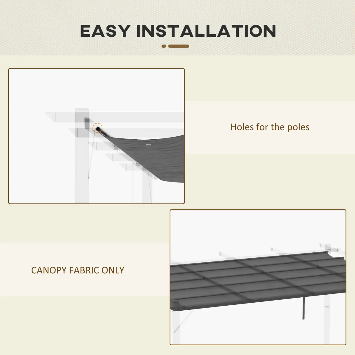Outsunny Outsunny Pergola Shade Cover Replacement Canopy for 4 x 3(m) Pergola, Grey - Gazebos