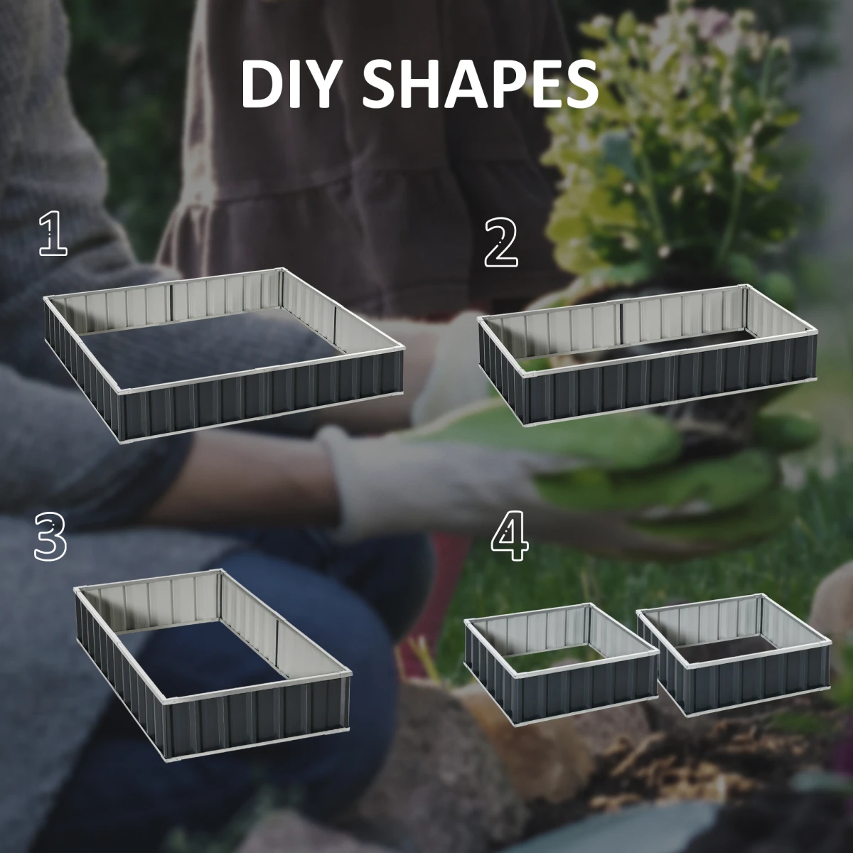 Outsunny Metal Raised Garden Bed 258x90cm With Gloves Kit by Outsunny