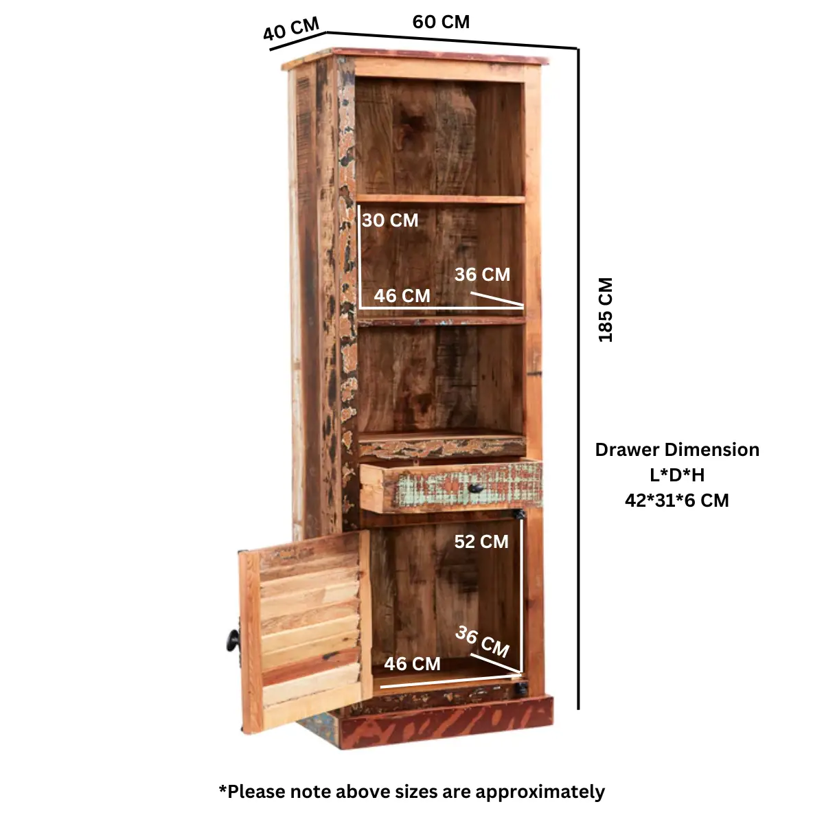Indian Hub Coastal Narrow Bookcase - Bookcase