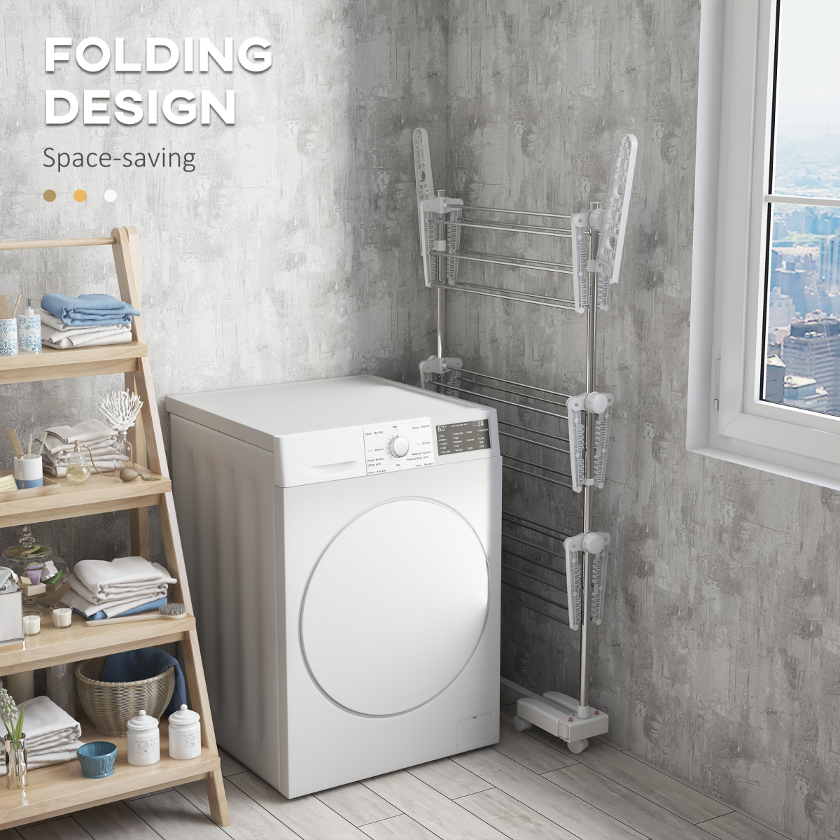 HOMCOM Clothes Airer 64.8cm Wide Three Layer Folding Indoor - HOMCOM - Home Symphony