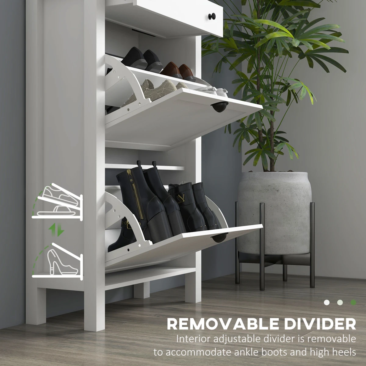 HOMCOM Shoe Cabinet 60W x 24D x 97H cm Eight Pair Capacity With Adjustable Shelves Hallway Storage by HOMCOM