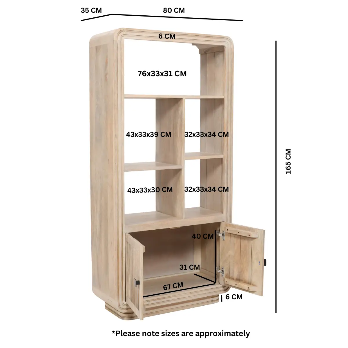 Indian Hub Hudson Carved Mango Wood Bookcase - Bookcase