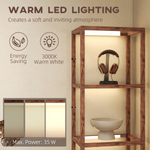 Wood Floor Lamp 180cm 4 Tier Shelf LED Dimmer Home - N/A - Home Symphony