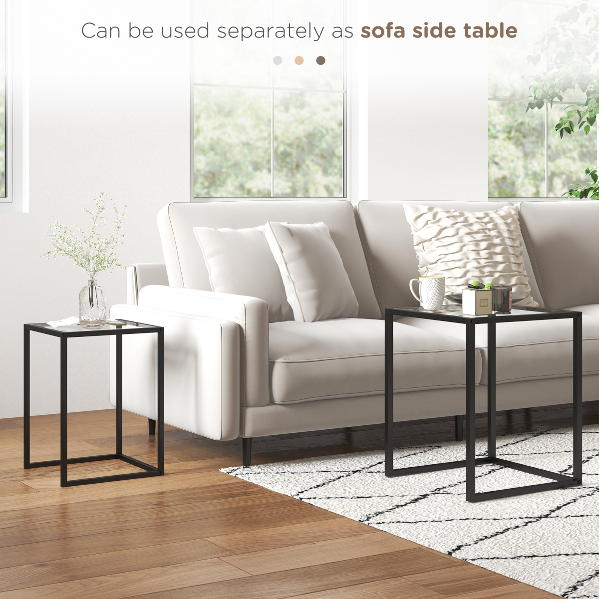 HOMCOM Nesting Tables 2 Tempered Glass Home - HOMCOM - Home Symphony