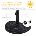 Outsunny Outsunny 9kg Half Round Parasol Umbrella Base Resin Outdoor Garden Furniture - Parasol