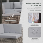 Outsunny Outsunny 7PC Rattan Garden Furniture Set Coffee Table Buckle Structure, Grey - Garden Sofa Sets