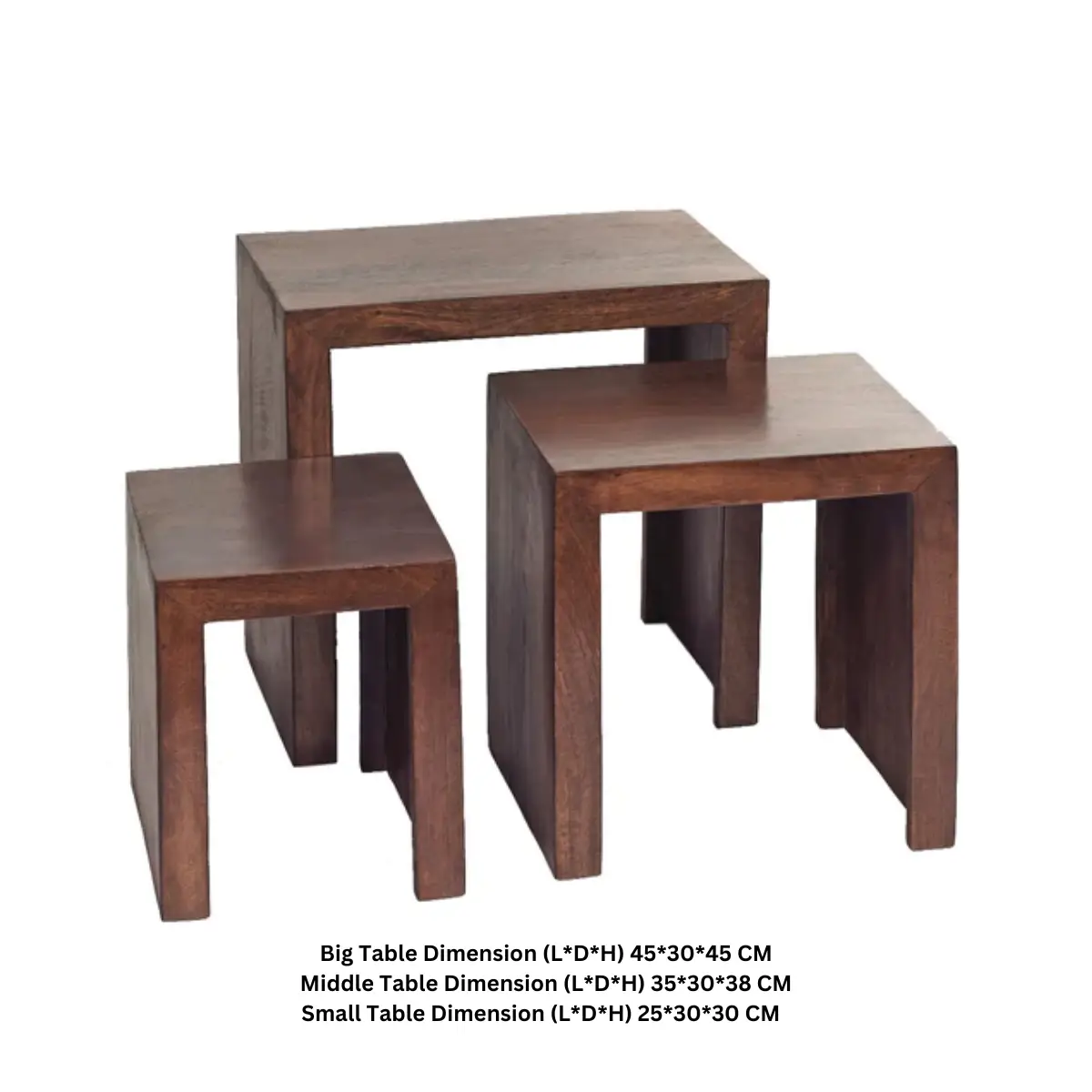 Indian Hub Toko Dark Mango Nest Of 3 Tables - Nest of Tables