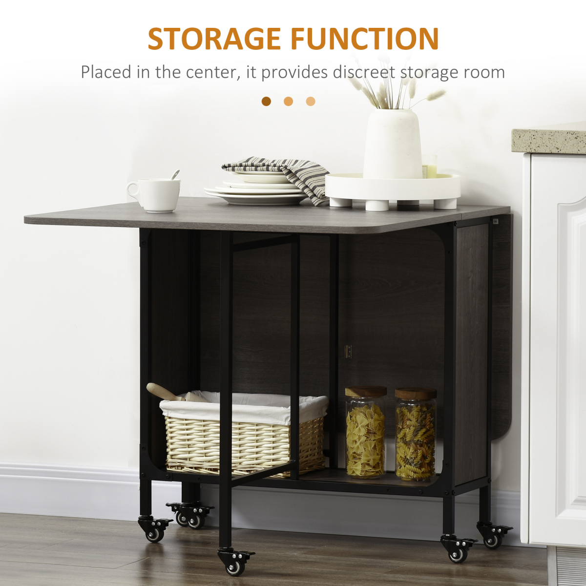 Homcom Mobile Drop Leaf Table Compact Extendable for Six - HOMCOM - Home Symphony