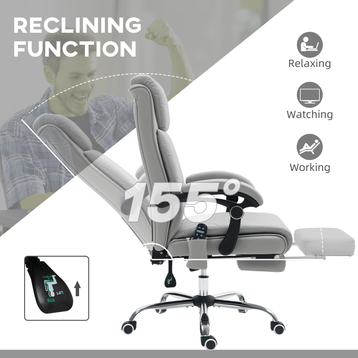 Vinsetto Massage Office Chair Ergonomic Four Point Vibration With Heat For Home Office