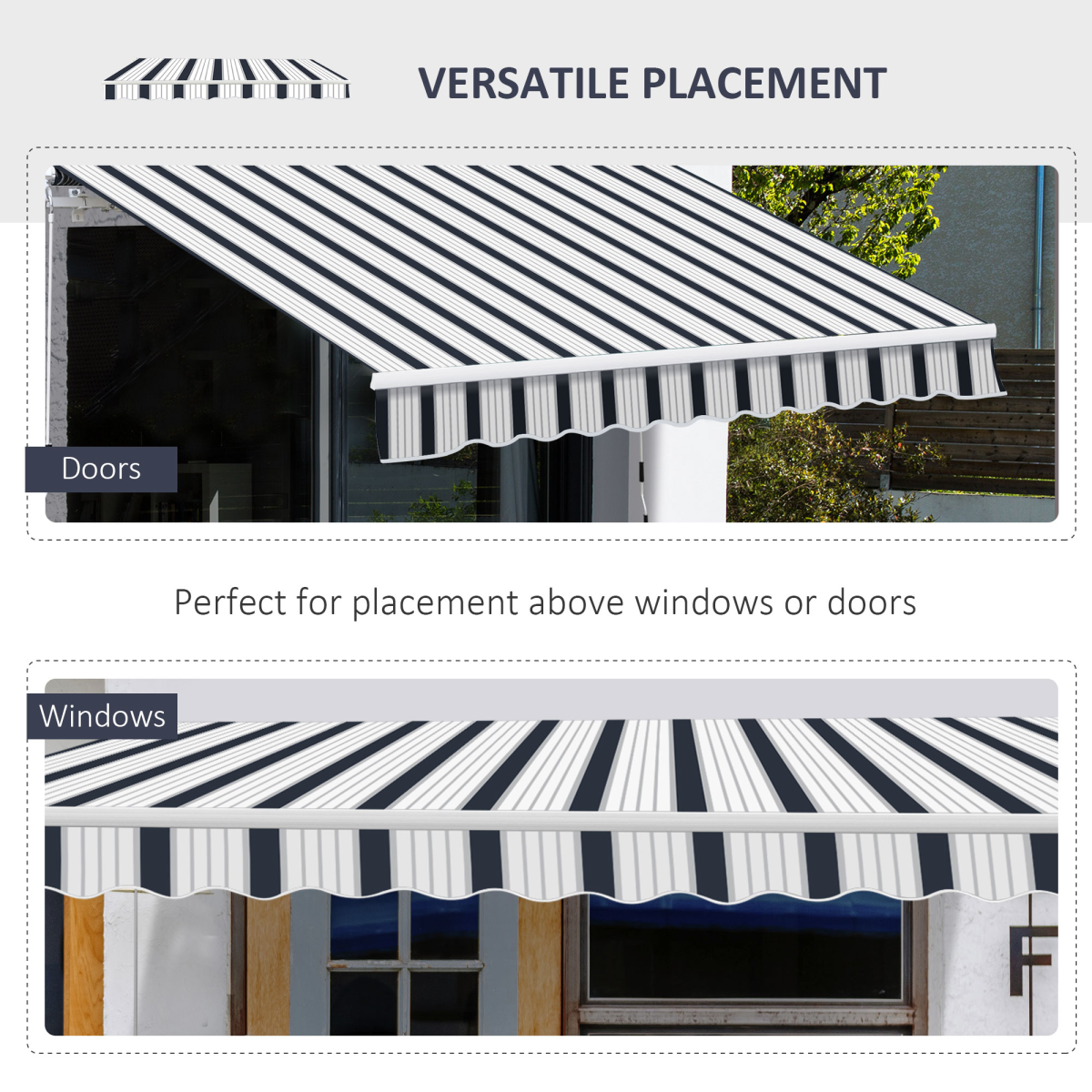 Outsunny Manual Retractable Awning 4x3m With Chain Drive And Crank For Patio Shade - Outsunny - Home Symphony