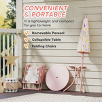 AIYAPLAY AIYAPLAY Kids Garden Table and Chair Set, Outdoor Patio Set w/ Parasol, Pink - Picnic Tables