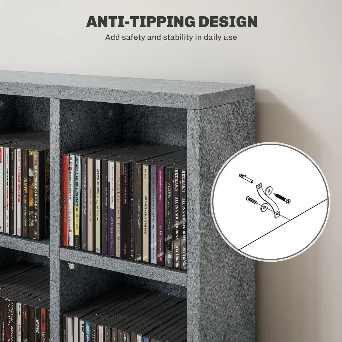 HOMCOM HOMCOM DVD CD Media Storage Rack, Video Display Unit, 89 x 130.5 cm, Grey - Wine Rack