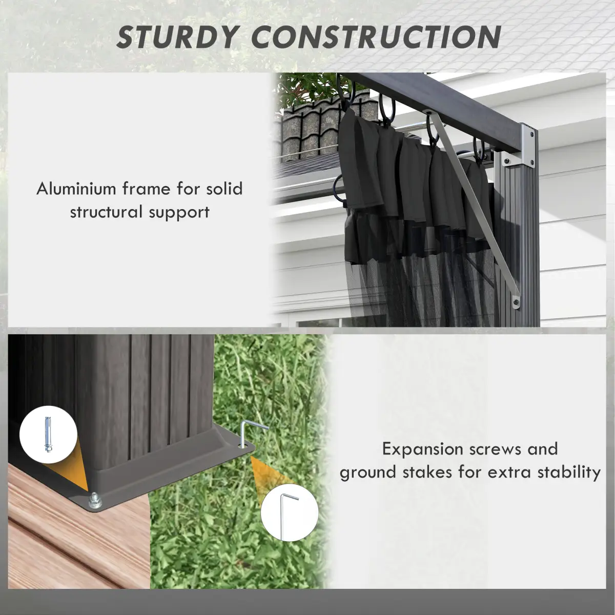Outsunny Outsunny 3 x 3 m Pergola with Retractable Roof and Netting, Dark Grey - Gazebos