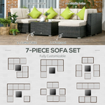 Outsunny Outsunny 8 Pieces Patio Rattan Sofa Set Garden Furniture Set for Outdoor Brown - Garden Sofa Sets
