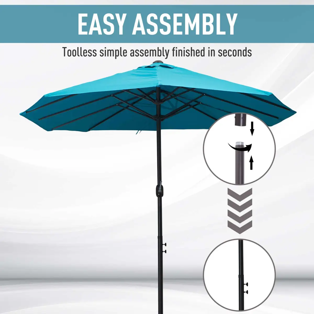Outsunny Outsunny 4.6M Garden Patio Umbrella Canopy Parasol Sun Shade w/o Base Blue - Parasol