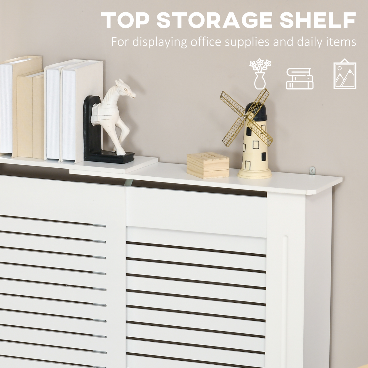 Premium MDF Radiator Cover With Slatted Vent Design Top Shelf And Easy Wall Mounting
