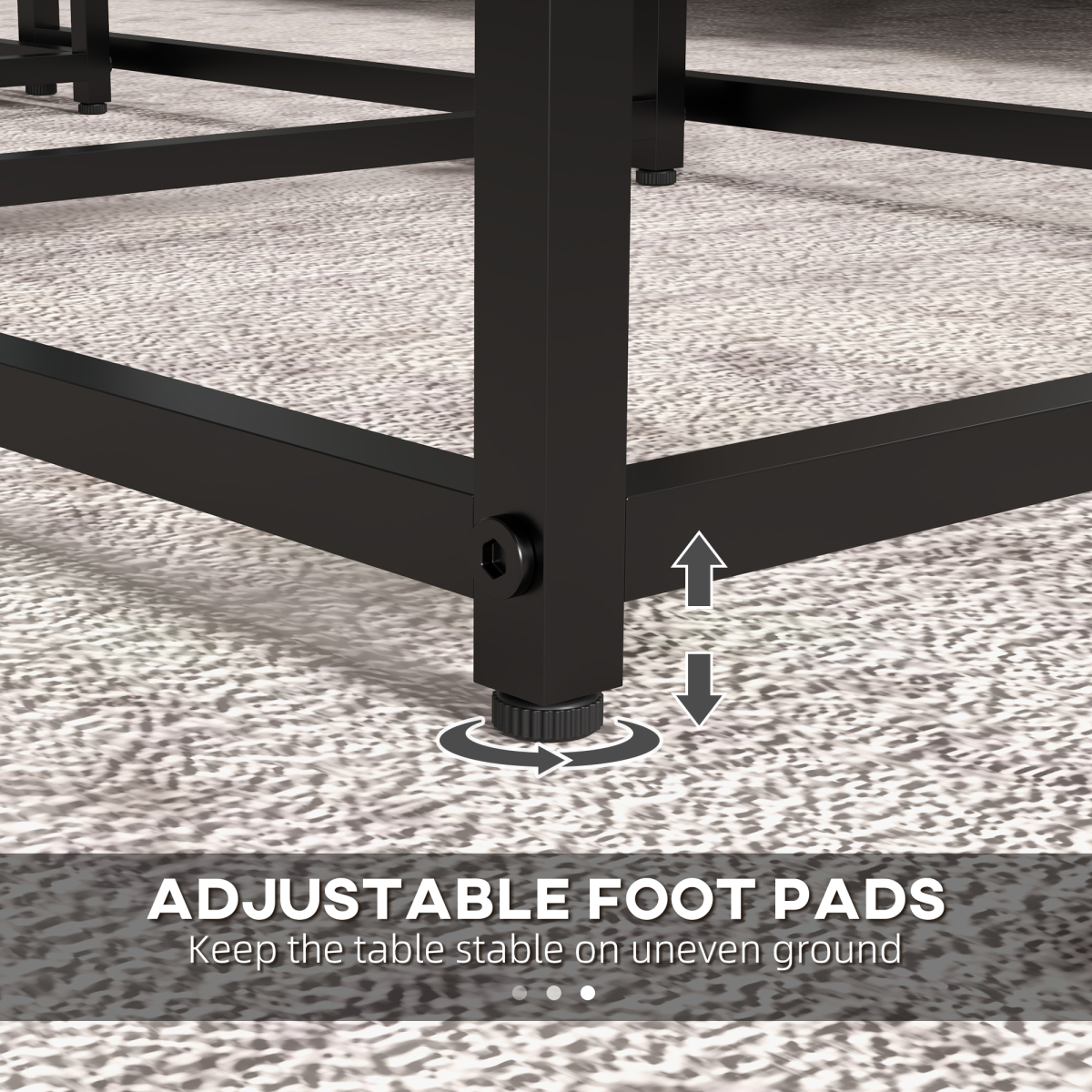 HOMCOM Nesting Coffee Tables Three Piece White Marble Top With Steel Frames Adjustable Feet Living Room - HOMCOM - Home Symphony