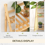 Outsunny 3-Tier Folding Bamboo Plant Stand Display Shelf Rack for Indoor & Outdoor - Wine Rack