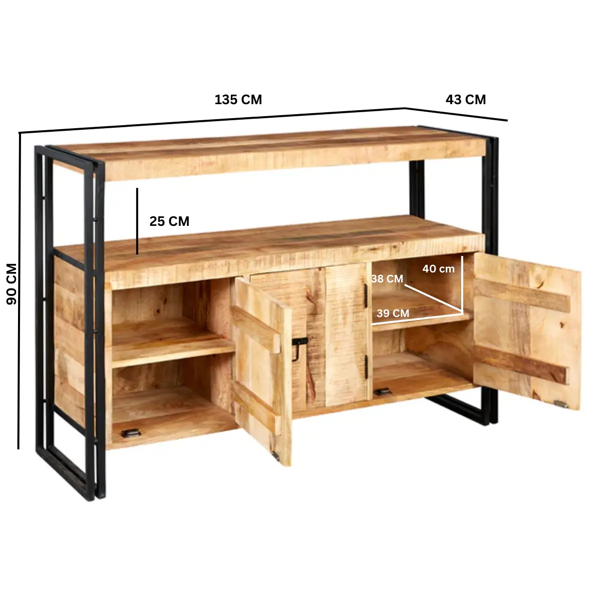 Indian Hub Cosmo Industrial Sideboard - Sideboard