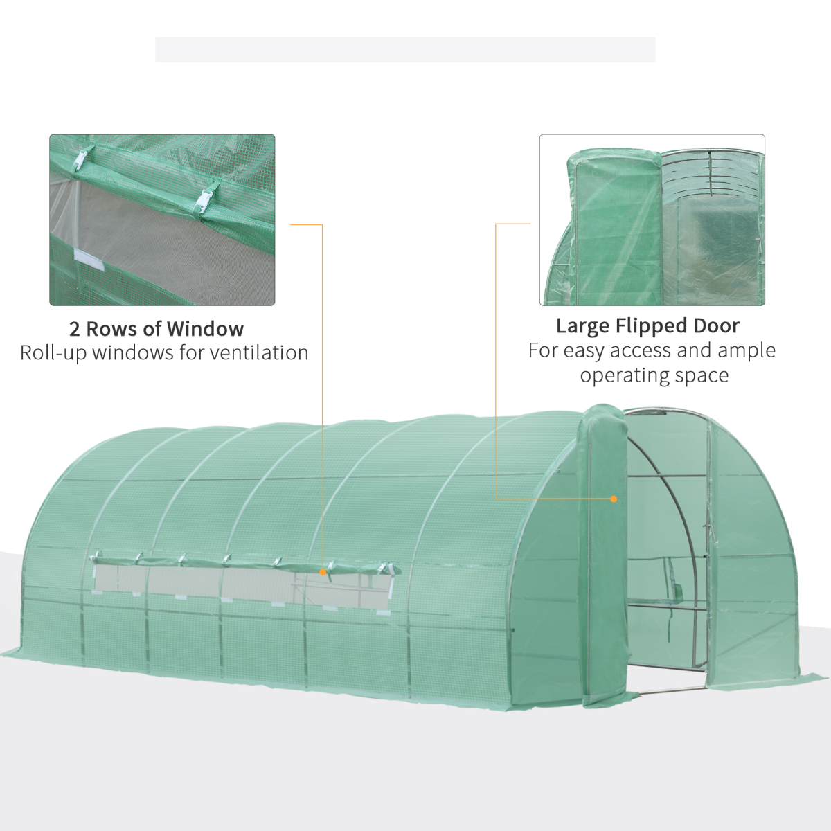 Reinforced Walk In Polytunnel Greenhouse 6M By 3M Steel Frame Ideal For Year Round Gardeners - Outsunny - Home Symphony