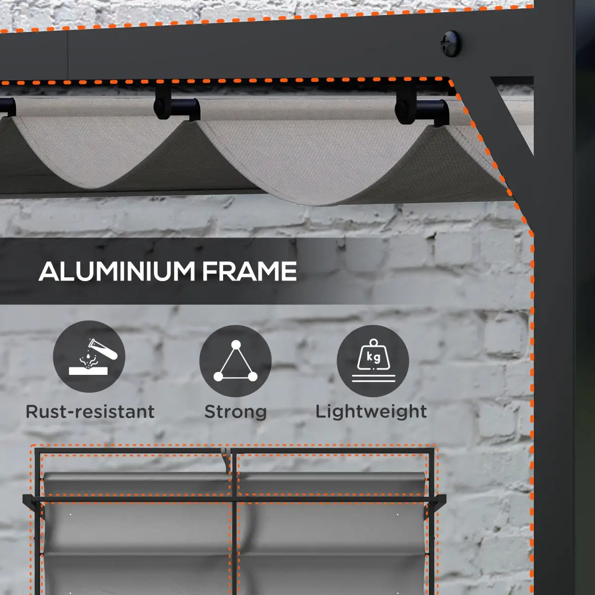 Outsunny Outsunny 3 x 3(m) Pergola with Retractable Roof and Aluminium Frame, Grey - Gazebos