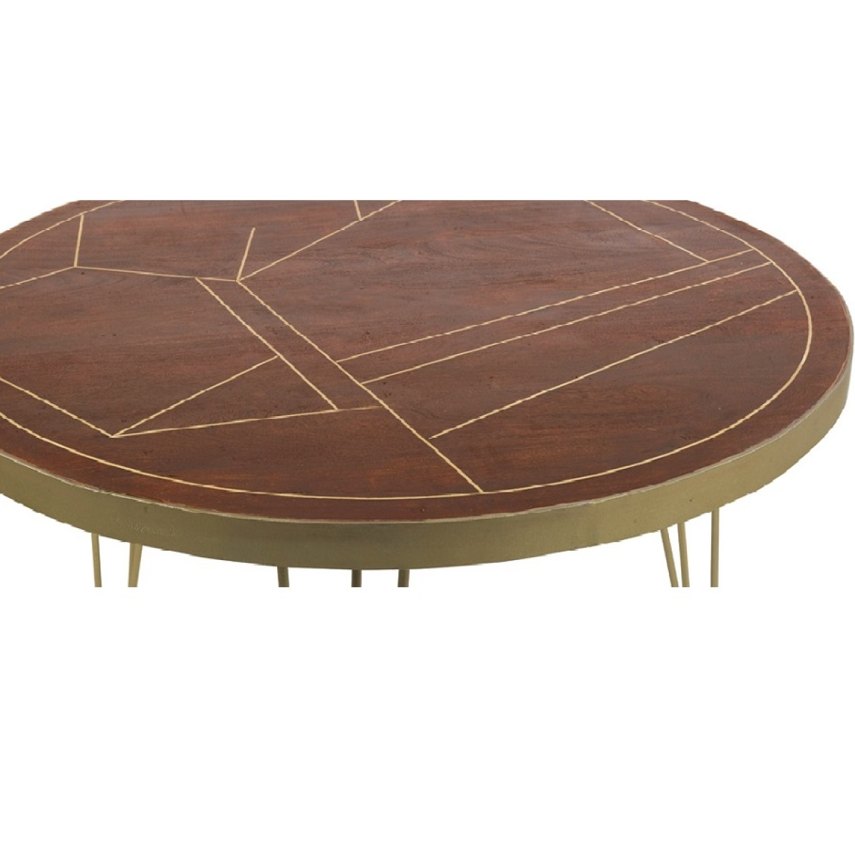 Dark Gold Round Dining Table Dia 48in Inlaid Metal For Homes - Indian Hub - Home Symphony
