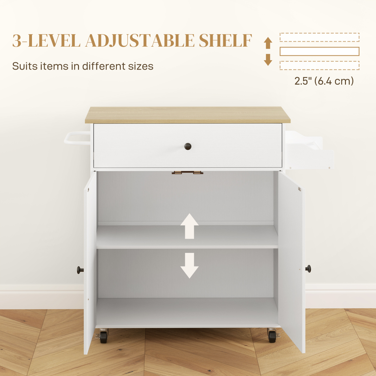 Homcom Compact Kitchen Island Drop Leaf White Oak for Home - HOMCOM - Home Symphony