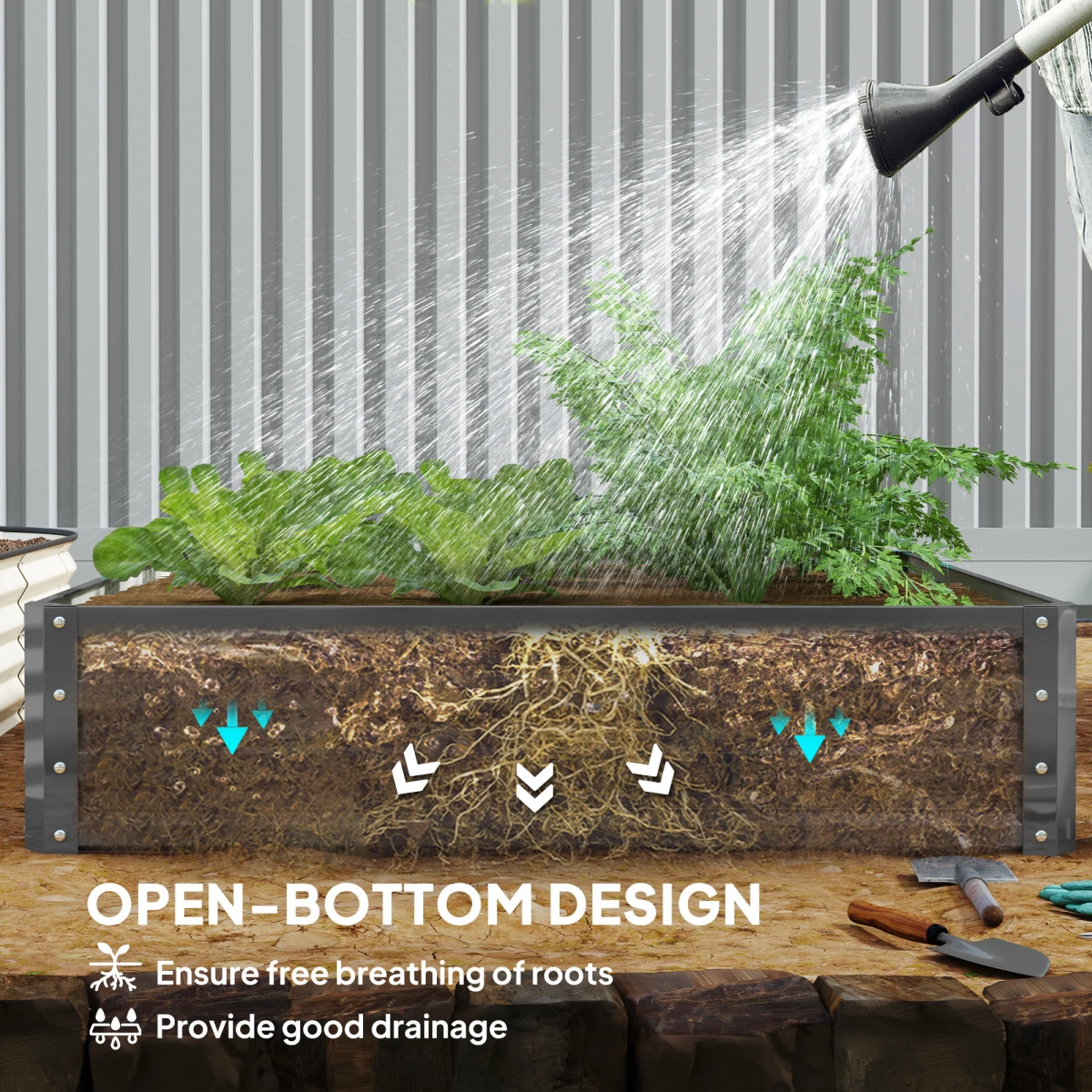 Outsunny Raised Garden Bed 30cm Galvanised Steel Outdoor by Outsunny