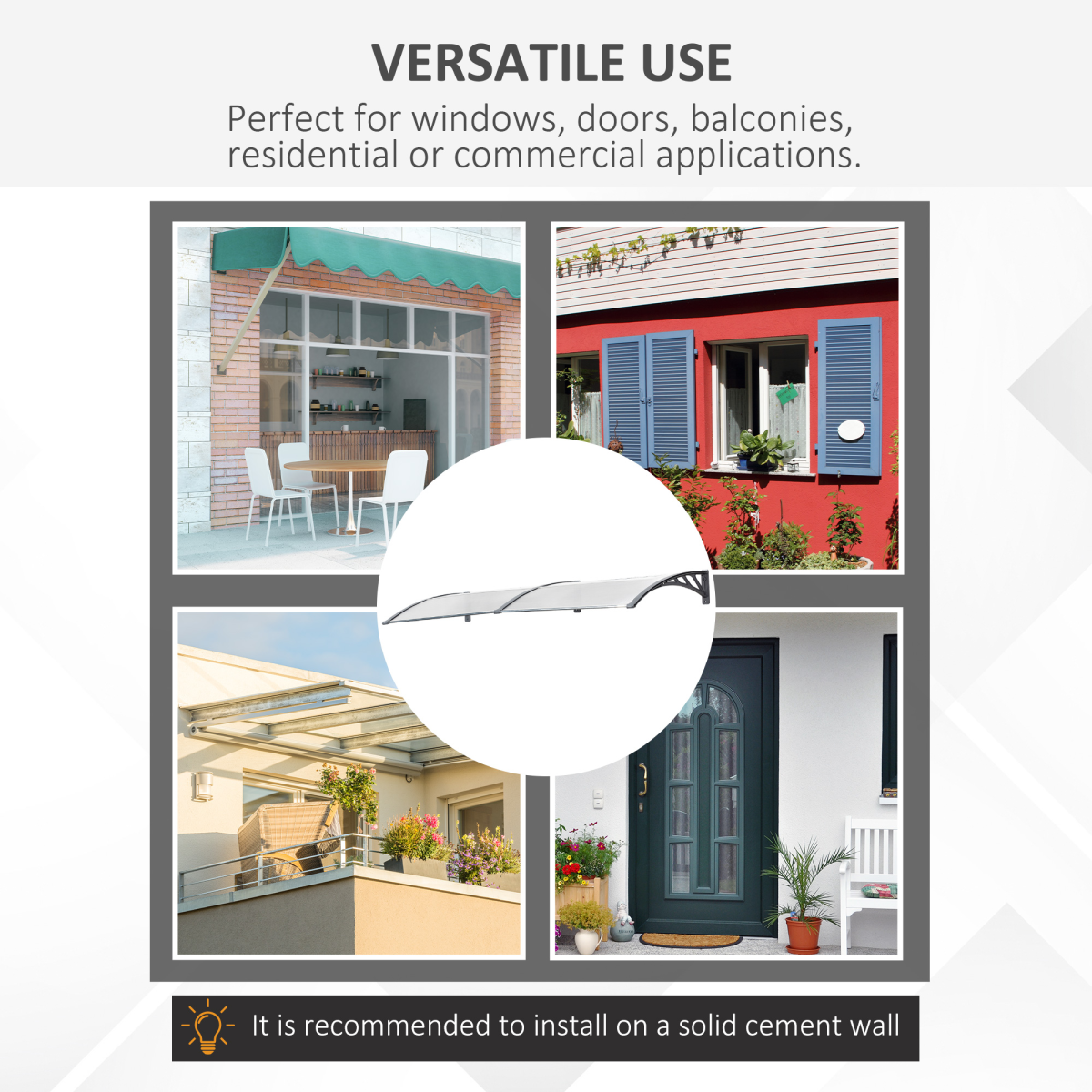 Premium Door Canopy Awning Clear UV Shield Home - Outsunny - Home Symphony