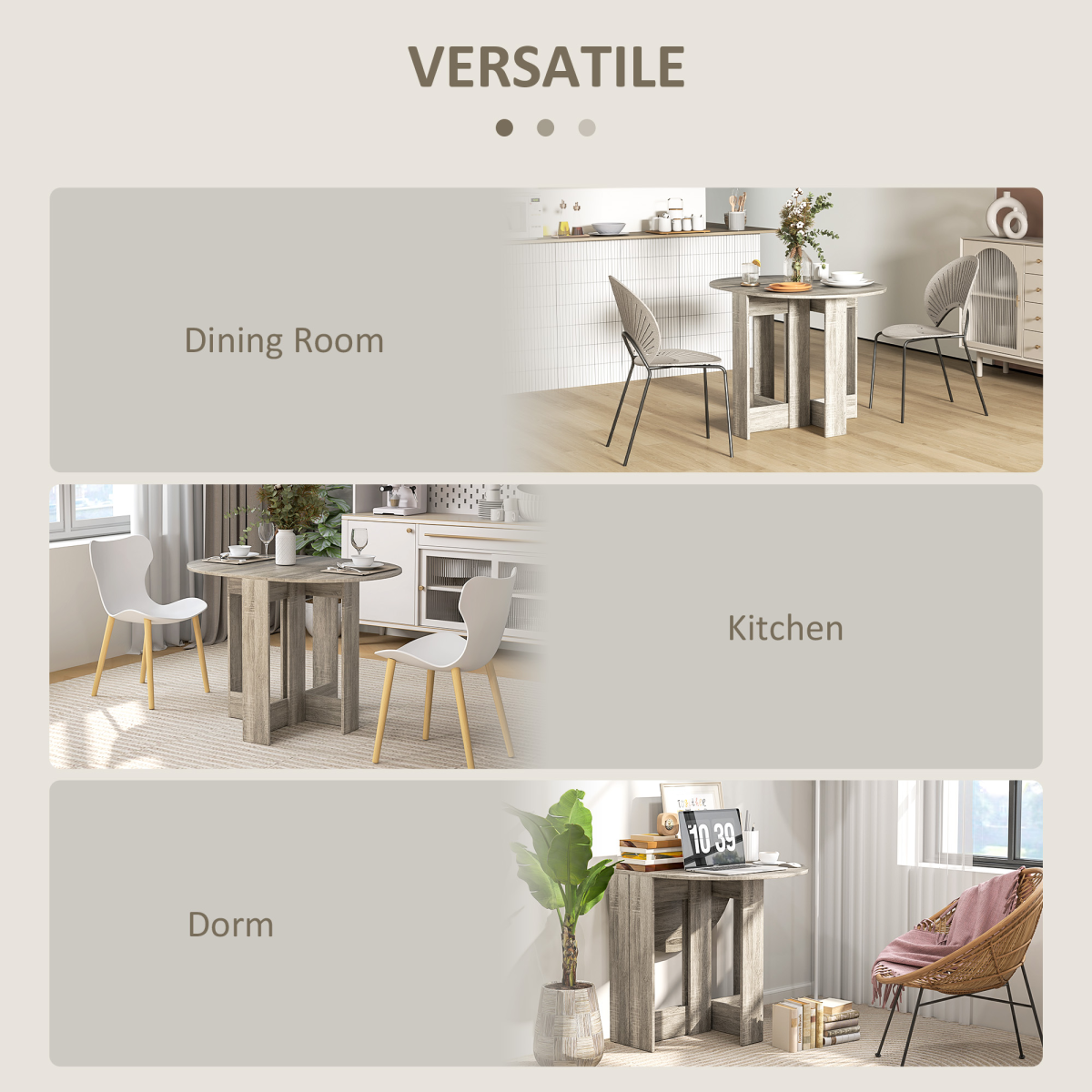 HOMCOM Folding Round Dining Table 90 cm Drop Leaf Kitchen - HOMCOM - Home Symphony