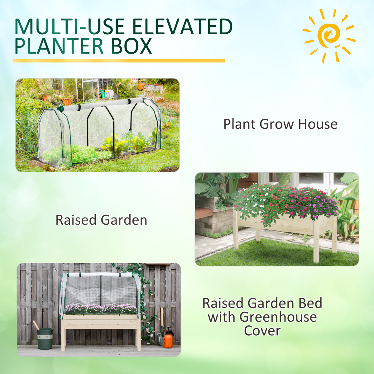 Outsunny Top Garden Bed 4ft Planter with Greenhouse Cover for Gardeners; raised bed with PE cover.